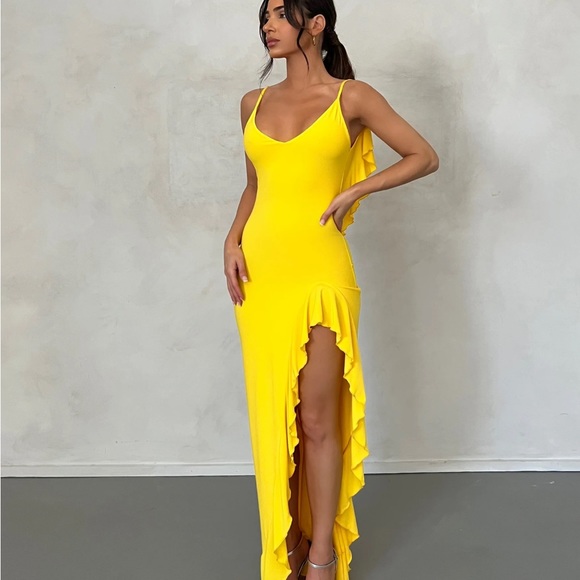 GABRIELLE DRESS in yellow -midi - Picture 3 of 9